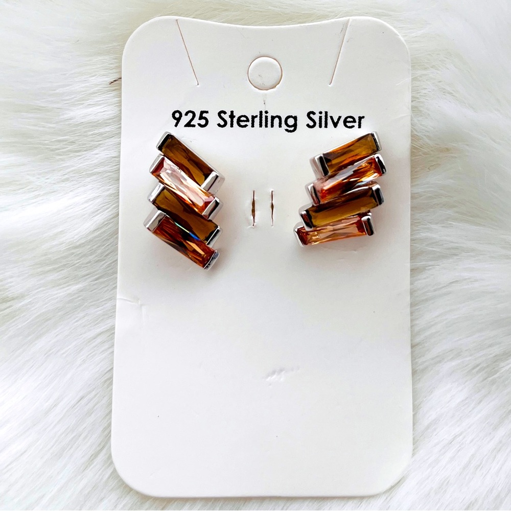 .925 Sterling silver brown gradient earrings